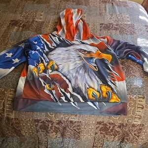 Source Unknown Men's Eagle Graphic Hoodie - Red, Blue, Gray